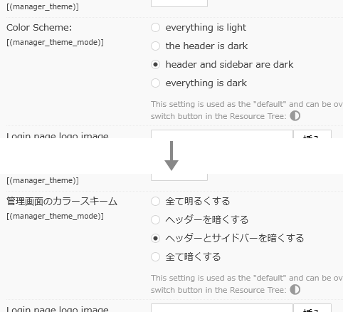 日本語化されていない表記と日本語表記を追加した表記の比較キャプチャ